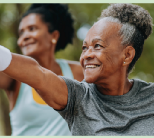 elderly women exercising in park