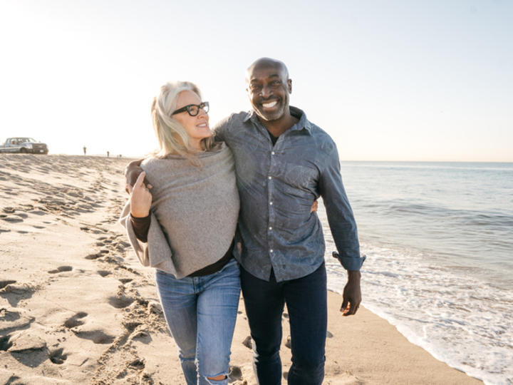 couple walking on beach