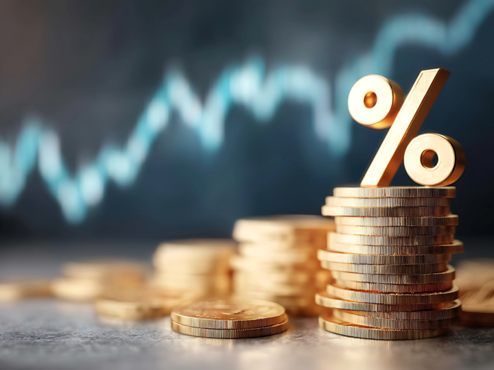 coins, line graph, %