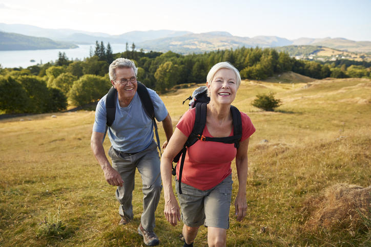 senior adults hiking