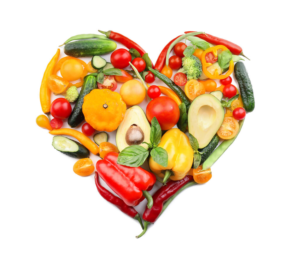 heart made up of different vegetables