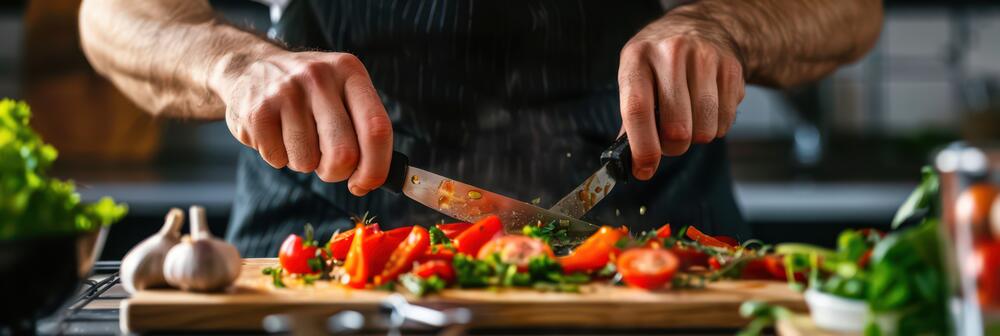 Man chopping veggies