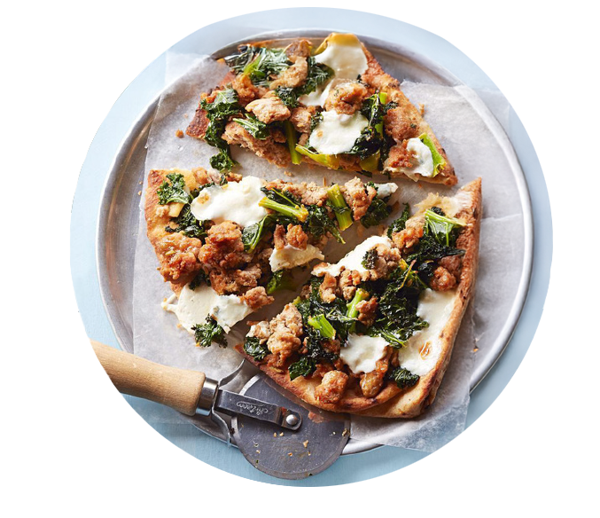 kale and sausage pizza