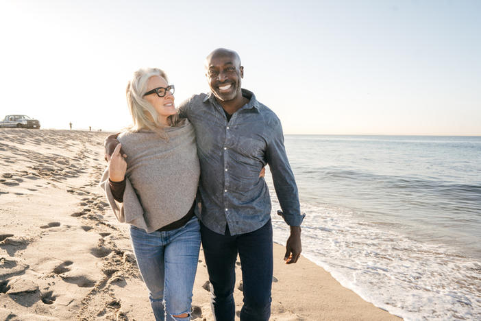 couple walking on beach